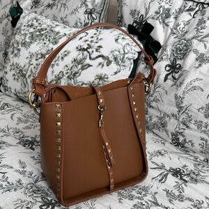 Elegant Tan Studded Shoulder Bag